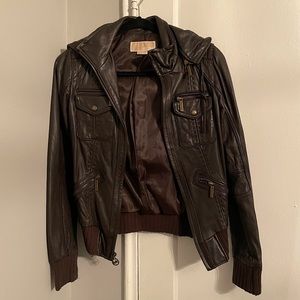 Michael Kors leather bomber jacket